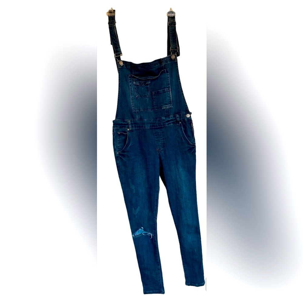 WISH LIST Women’s Denim‎ Bib Overalls, Size Medium, Inseam 26.5”, Skinny Fit.
